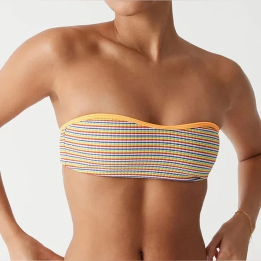 New Frankie’s Bikinis Women’s Rosabella Striped Bandeau Bikini Top Large